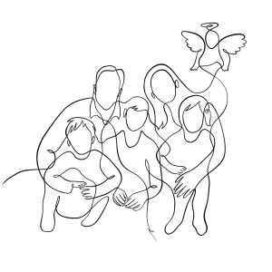 Angel family one line drawing