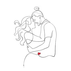 Custom one line couple drawing created from a photo