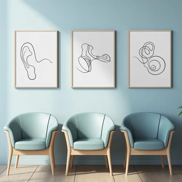 Audiology art print set – One line art by Valeriya